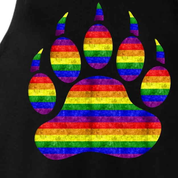 Rainbow Bear Paw Ladies Tri-Blend Wicking Tank