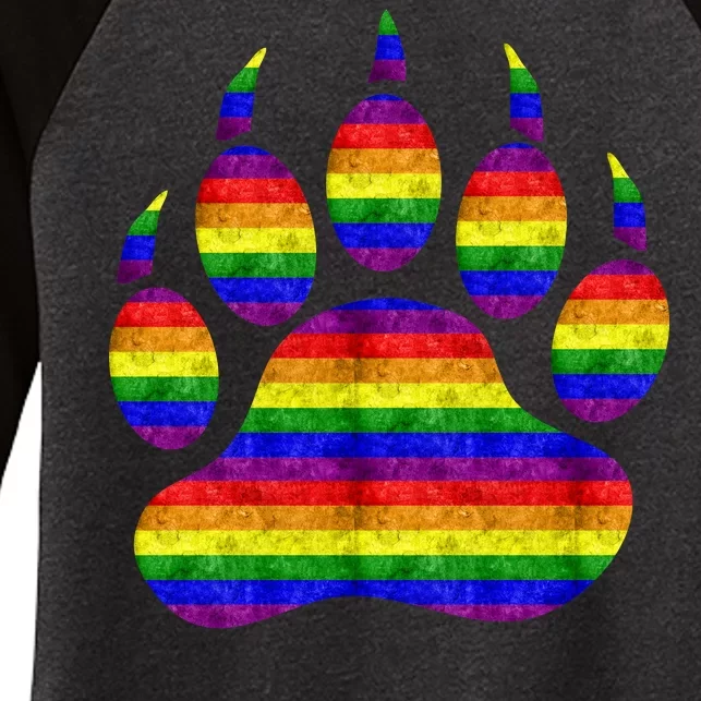 Rainbow Bear Paw Women's Tri-Blend 3/4-Sleeve Raglan Shirt