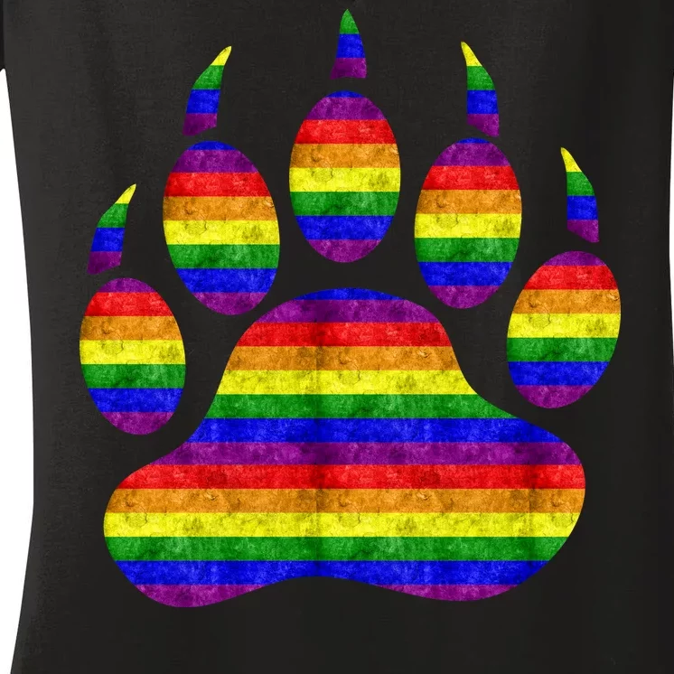 Rainbow Bear Paw Women's V-Neck T-Shirt