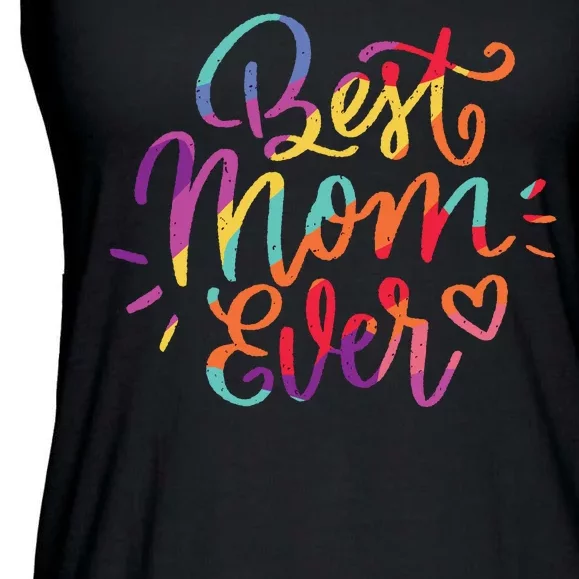 Rainbow Best Mom Ever Ladies Essential Flowy Tank