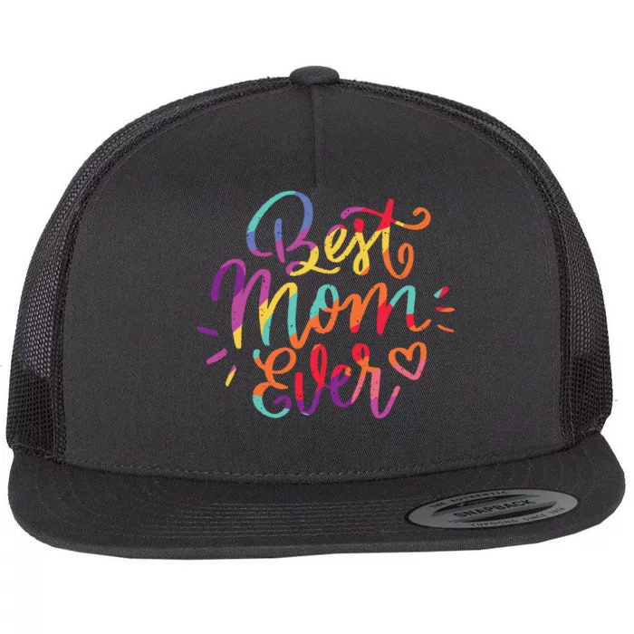 Rainbow Best Mom Ever Flat Bill Trucker Hat