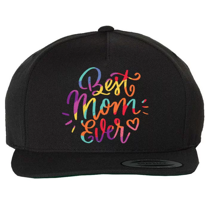 Rainbow Best Mom Ever Wool Snapback Cap