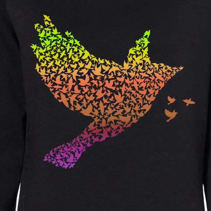 Rainbow Bird Abstract Flock Womens California Wash Sweatshirt