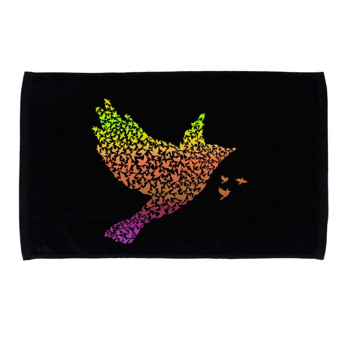 Rainbow Bird Abstract Flock Microfiber Hand Towel