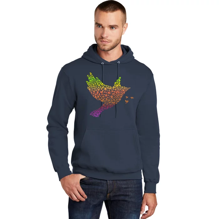 Rainbow Bird Abstract Flock Hoodie