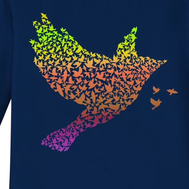 Rainbow Bird Abstract Flock Baby Long Sleeve Bodysuit