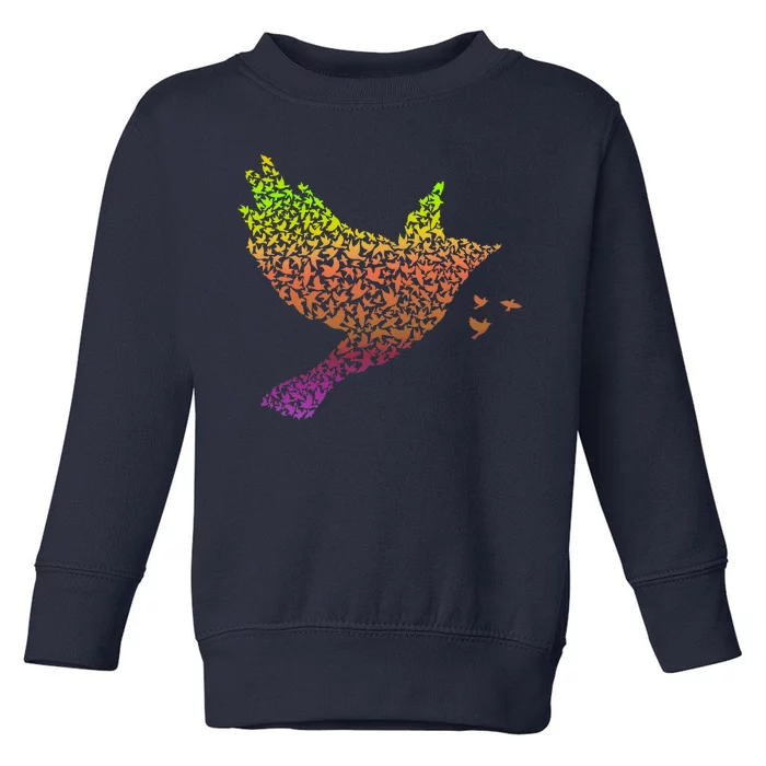 Rainbow Bird Abstract Flock Toddler Sweatshirt