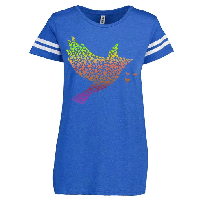 Rainbow Bird Abstract Flock Enza Ladies Jersey Football T-Shirt