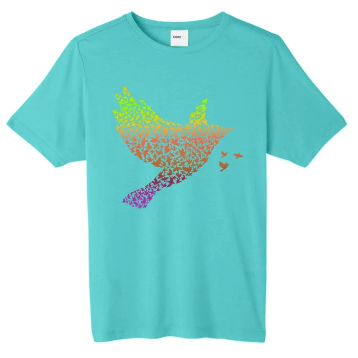 Rainbow Bird Abstract Flock ChromaSoft Performance T-Shirt