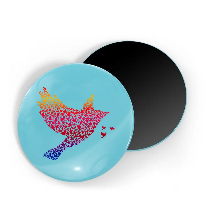 Rainbow Bird Abstract Flock Magnet