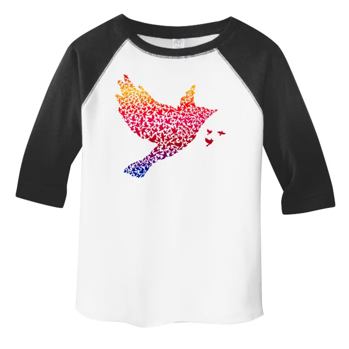 Rainbow Bird Abstract Flock Toddler Fine Jersey T-Shirt