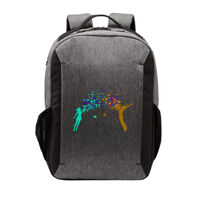 Rainbow Bird Flock Boy And Girl Vector Backpack