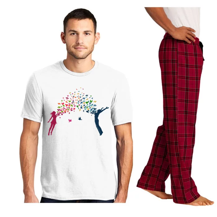 Rainbow Bird Flock Boy And Girl Pajama Set