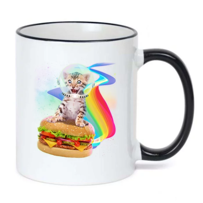 Rainbow Burger Space Cat Black Color Changing Mug