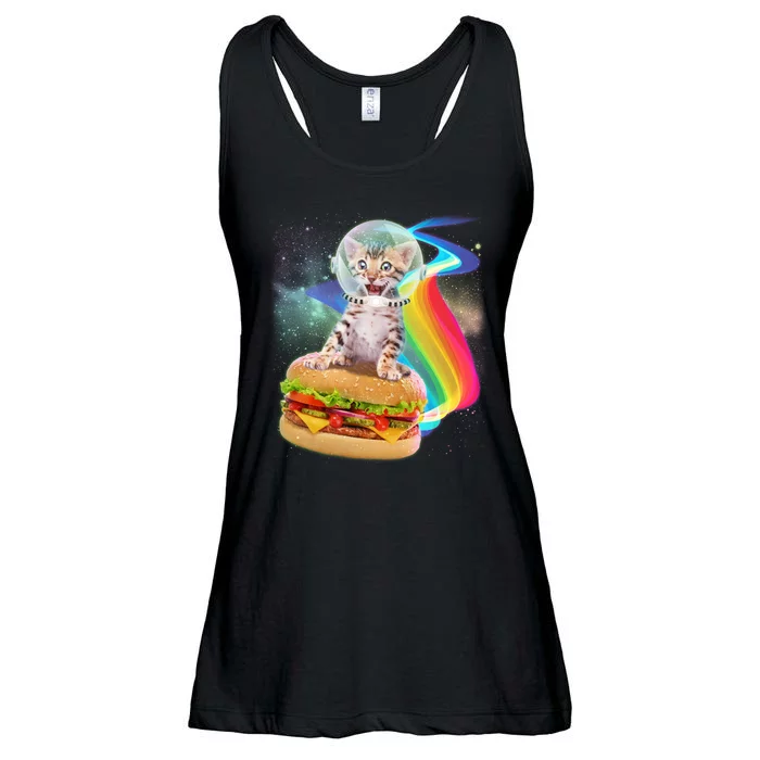 Rainbow Burger Space Cat Ladies Essential Flowy Tank