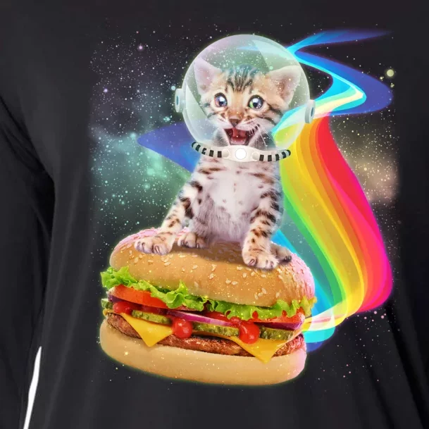 Rainbow Burger Space Cat Cooling Performance Long Sleeve Crew