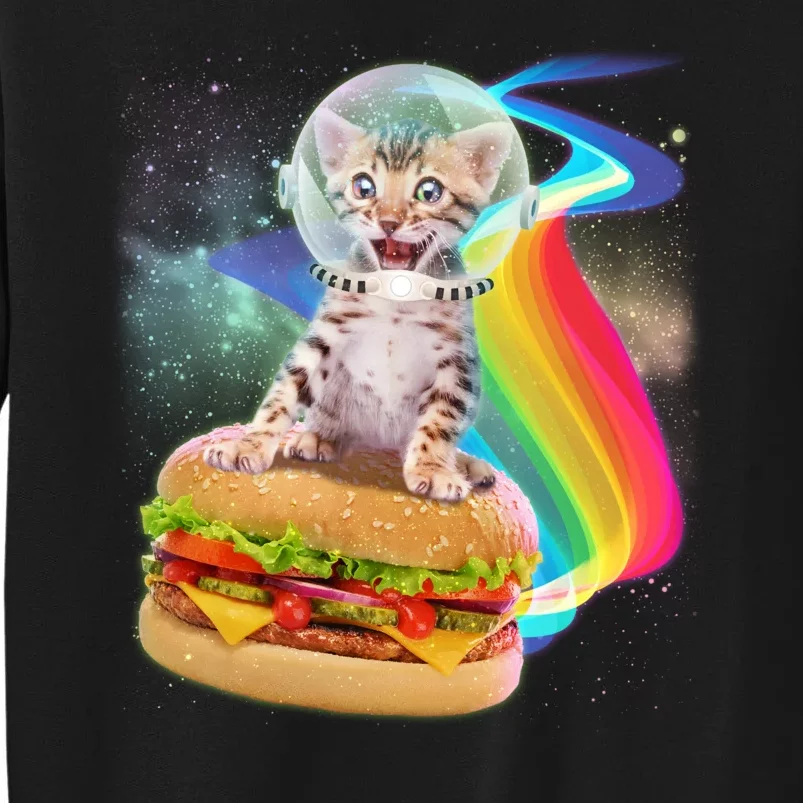 Rainbow Burger Space Cat Tall Sweatshirt