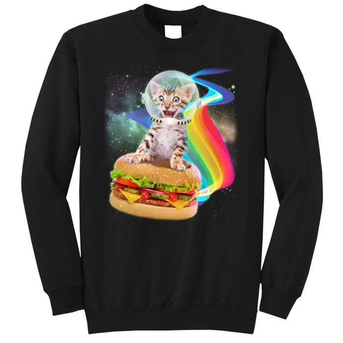 Rainbow Burger Space Cat Tall Sweatshirt