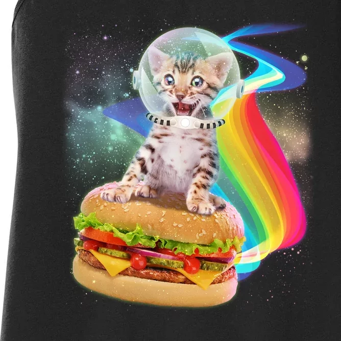 Rainbow Burger Space Cat Women's Racerback Tank