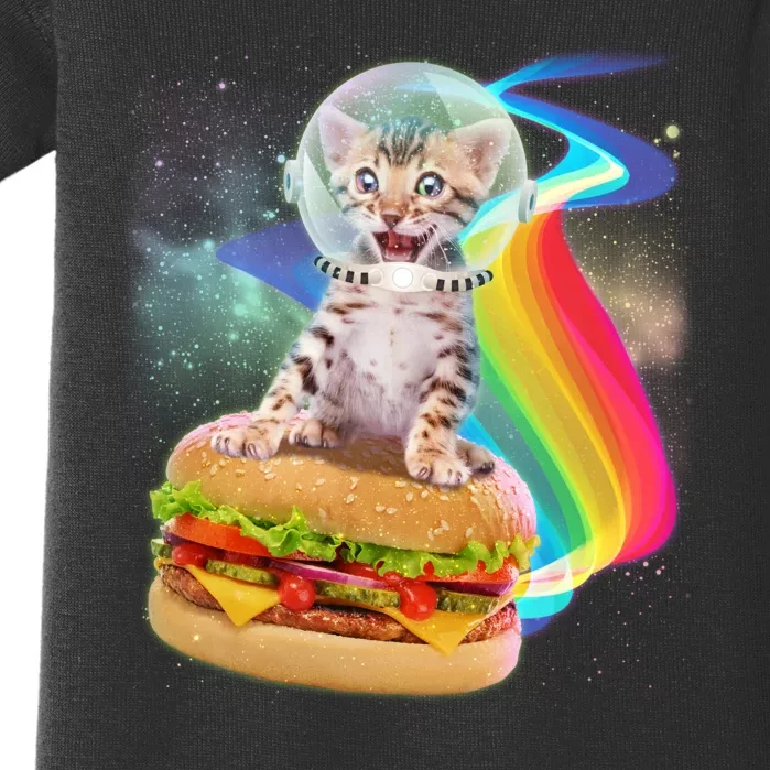 Rainbow Burger Space Cat Baby Bodysuit