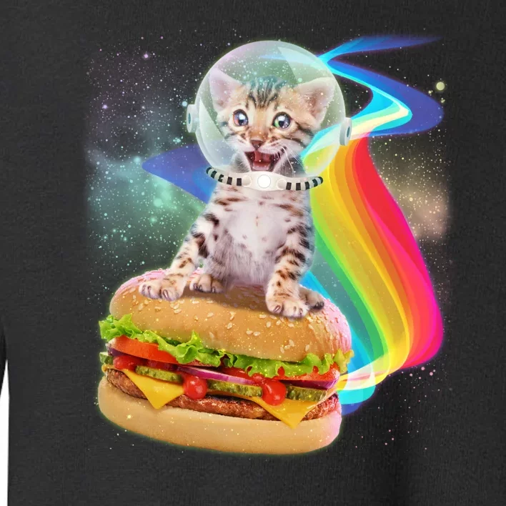 Rainbow Burger Space Cat Toddler Sweatshirt