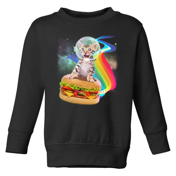 Rainbow Burger Space Cat Toddler Sweatshirt