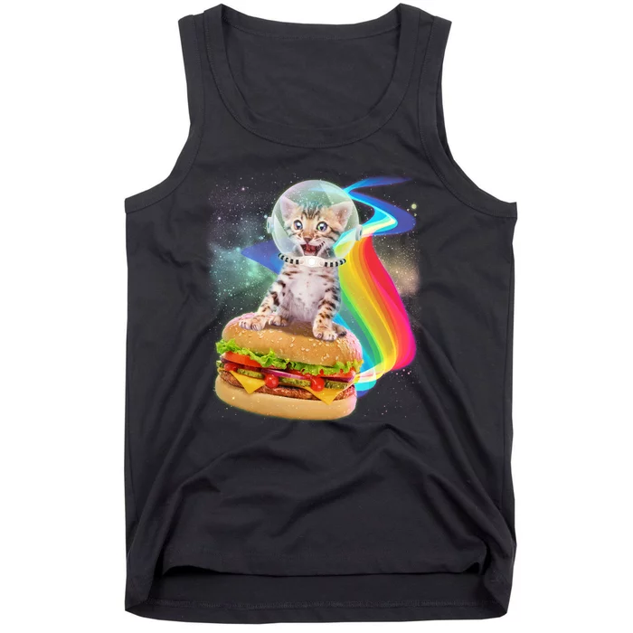 Rainbow Burger Space Cat Tank Top