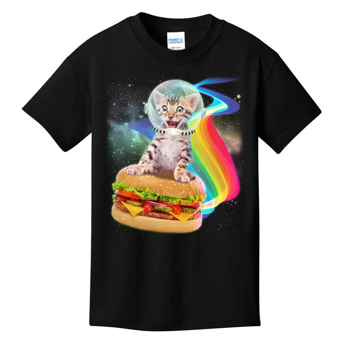 Rainbow Burger Space Cat Kids T-Shirt