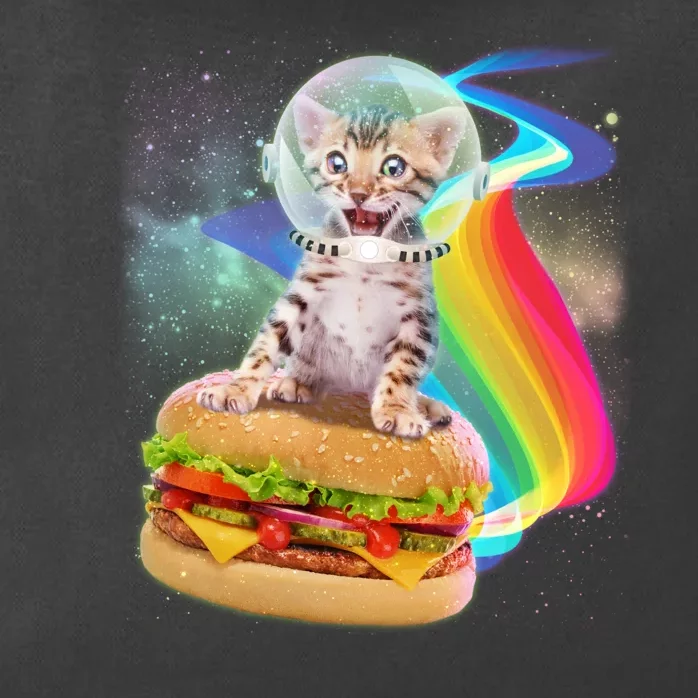 Rainbow Burger Space Cat Zip Tote Bag