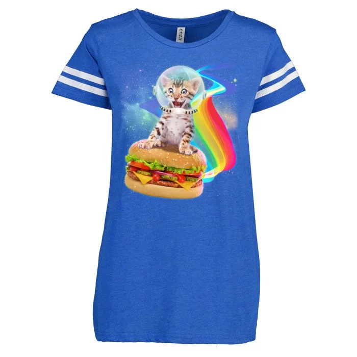 Rainbow Burger Space Cat Enza Ladies Jersey Football T-Shirt