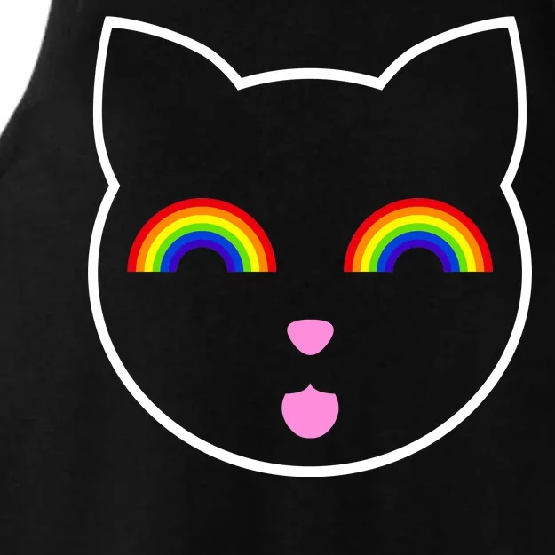 Rainbow Cat LGBT Ally Ladies Tri-Blend Wicking Tank