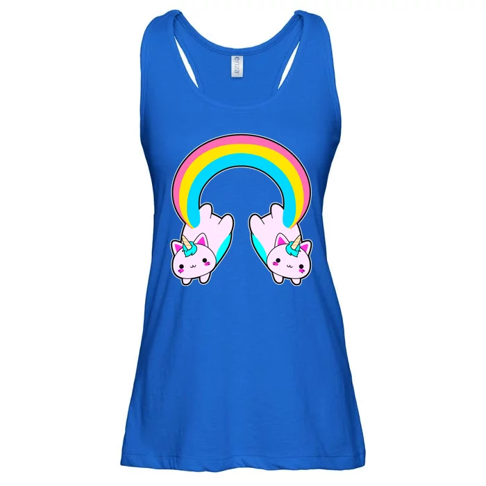 Rainbow Cat Twin Caticorns Ladies Essential Flowy Tank