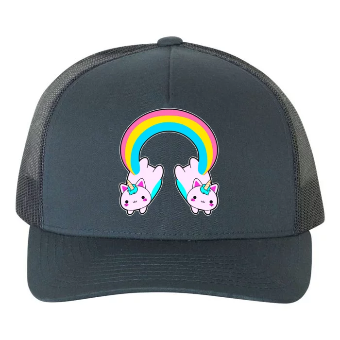 Rainbow Cat Twin Caticorns Yupoong Adult 5-Panel Trucker Hat