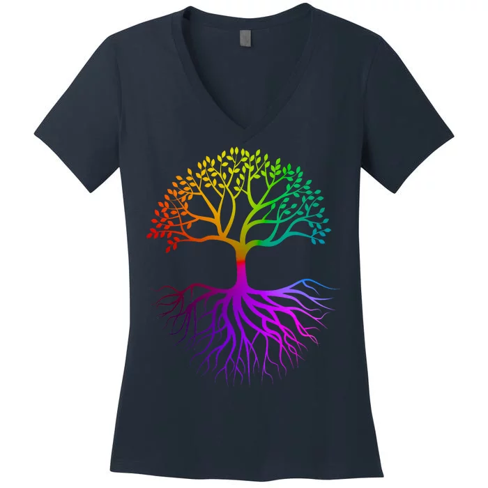 Rainbow Colorful - Tree Of life Women's V-Neck T-Shirt