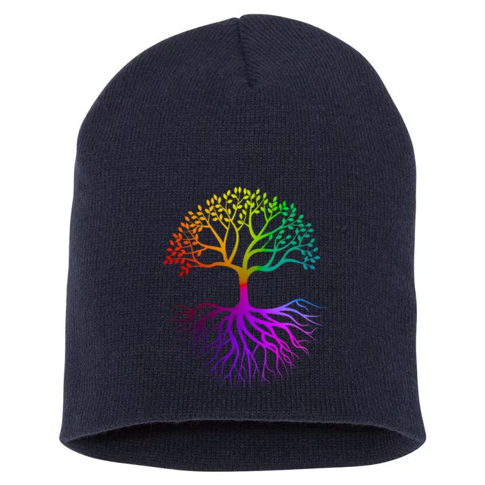 Rainbow Colorful - Tree Of life Short Acrylic Beanie