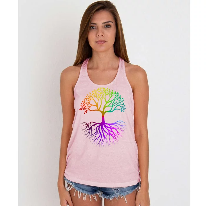 Rainbow Colorful - Tree Of life Women's Knotted Racerback Tank