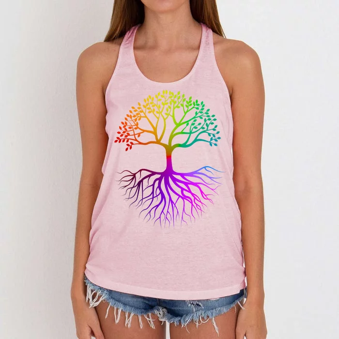 Rainbow Colorful - Tree Of life Women's Knotted Racerback Tank