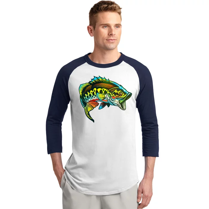 Rainbow Colorful Bass Baseball Sleeve Shirt