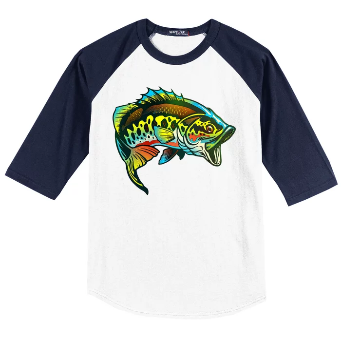 Rainbow Colorful Bass Baseball Sleeve Shirt