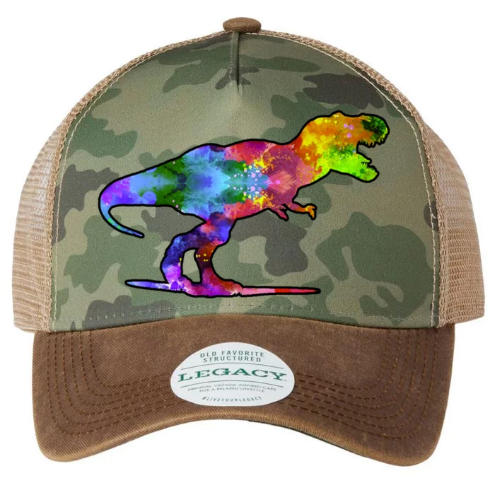 Rainbow Colorful Trex Dinosaur Legacy Tie Dye Trucker Hat