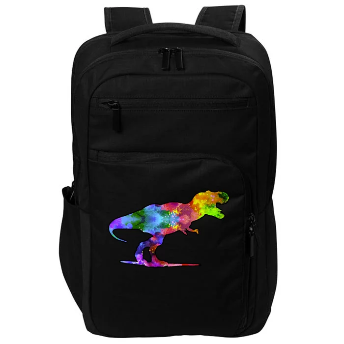 Rainbow Colorful Trex Dinosaur Impact Tech Backpack