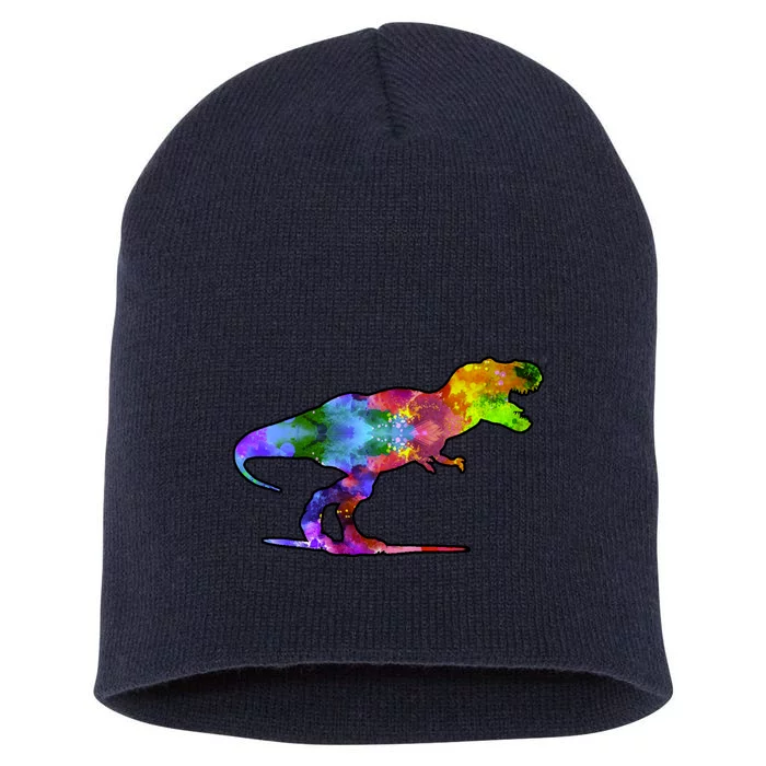 Rainbow Colorful Trex Dinosaur Short Acrylic Beanie