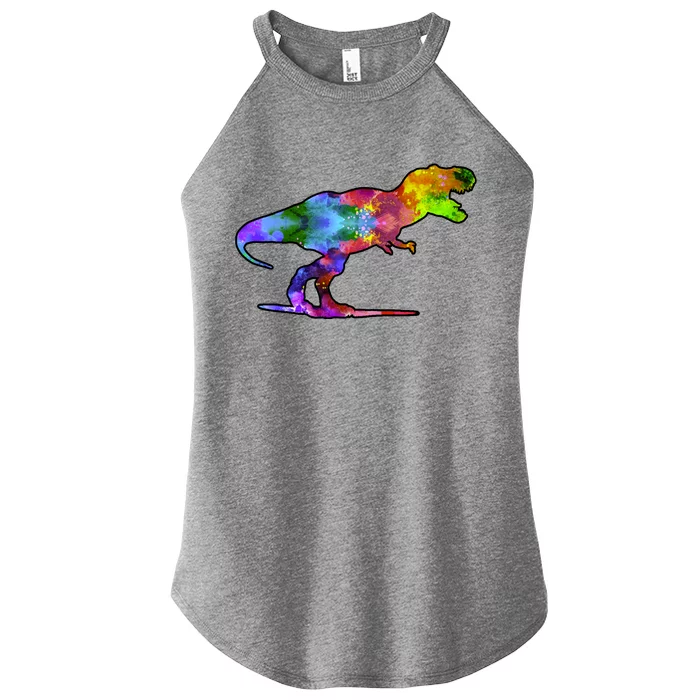 Rainbow Colorful Trex Dinosaur Women’s Perfect Tri Rocker Tank