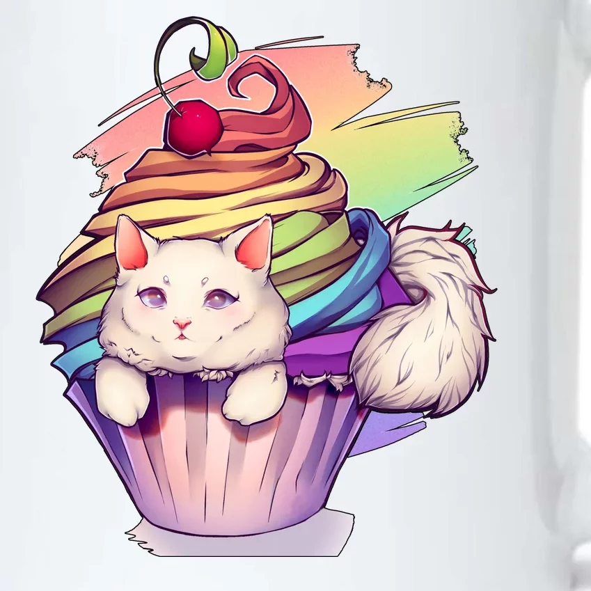 Rainbow Cupcake Kitten Cute Cat Black Color Changing Mug