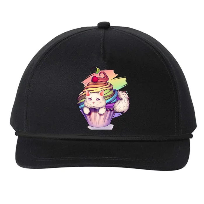 Rainbow Cupcake Kitten Cute Cat Snapback Five-Panel Rope Hat