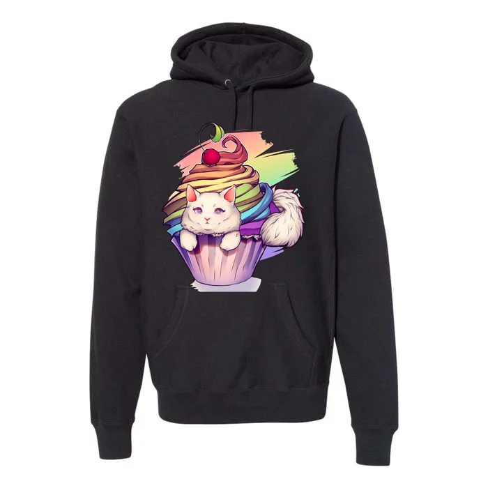 Rainbow Cupcake Kitten Cute Cat Premium Hoodie