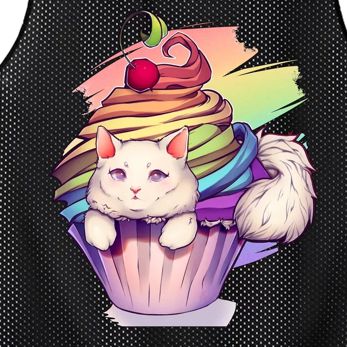 Rainbow Cupcake Kitten Cute Cat Mesh Reversible Basketball Jersey Tank