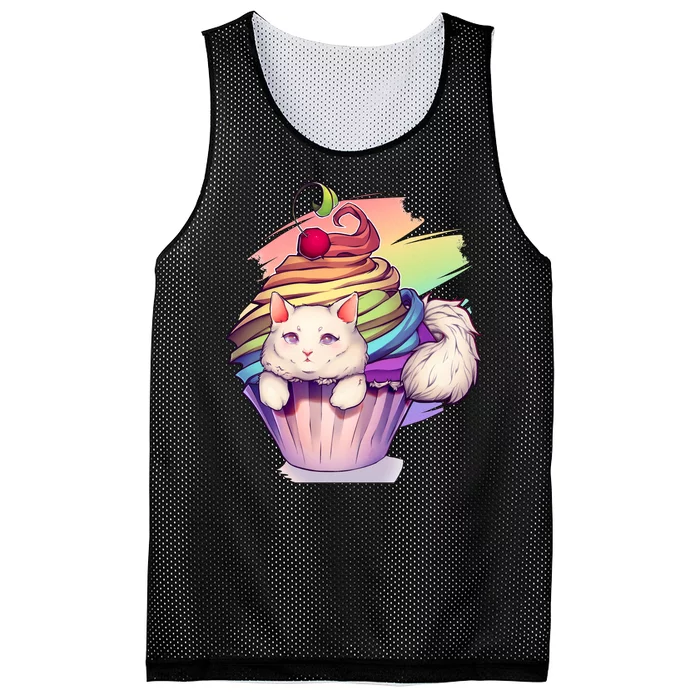 Rainbow Cupcake Kitten Cute Cat Mesh Reversible Basketball Jersey Tank