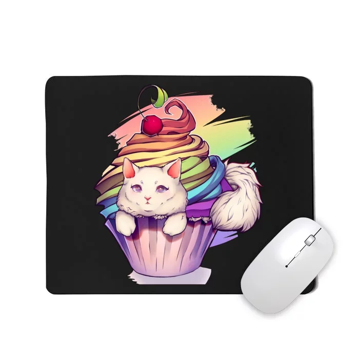 Rainbow Cupcake Kitten Cute Cat Mousepad