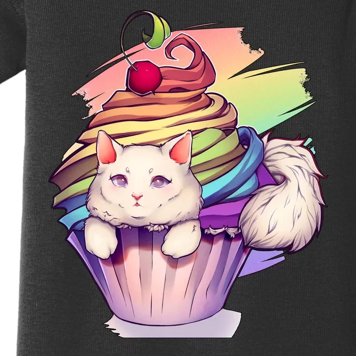 Rainbow Cupcake Kitten Cute Cat Baby Bodysuit